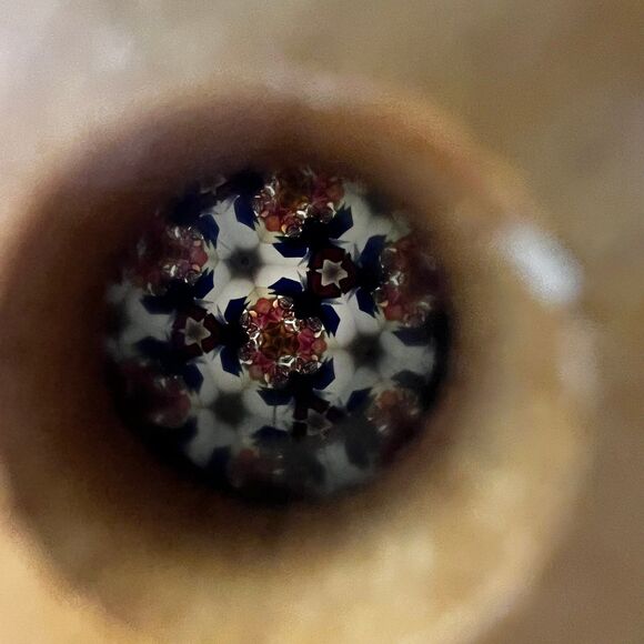 Cylindrical Ceramic and wood kaleidoscope - Picture 6 of 7